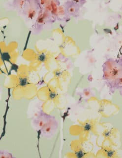 PRINTED FLOWERS -pimennyskangas vaaleanvihreä
