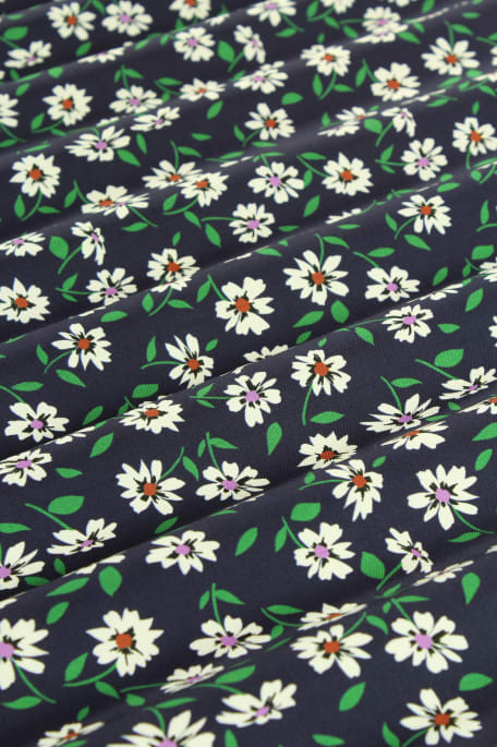 TWILL FLOWER tummansininen
