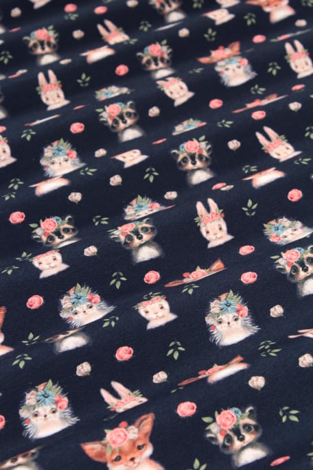 WOODLAND ANIMALS tummansininen