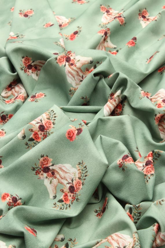 HORSE WITH GARLAND -college vihreä