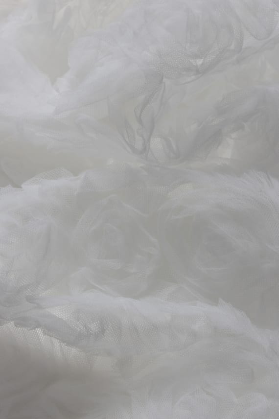EMBROIDERED TULLE 3D luonnonvalkoinen