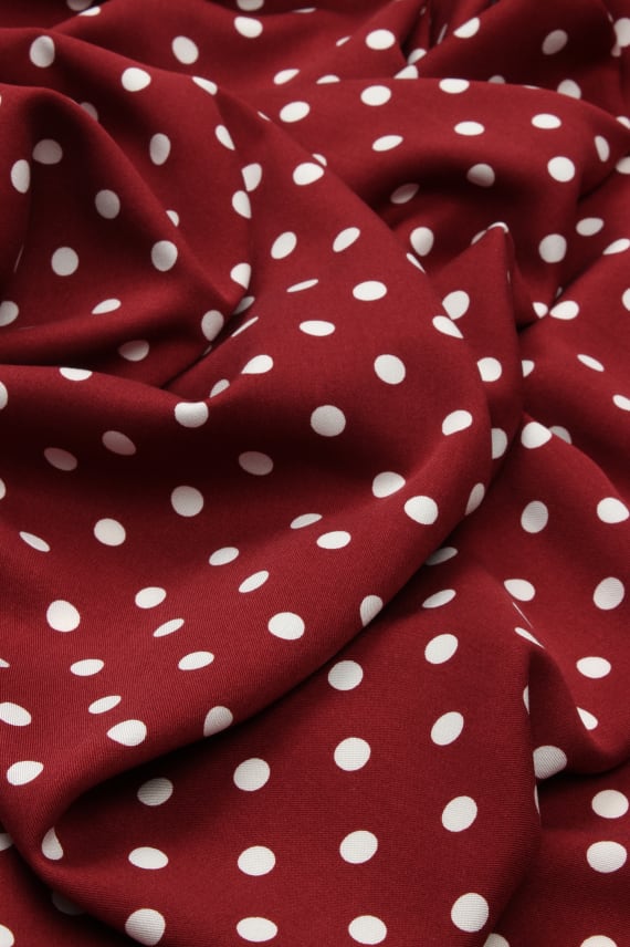 POLKA DOTS -viskoosi tummanpunainen