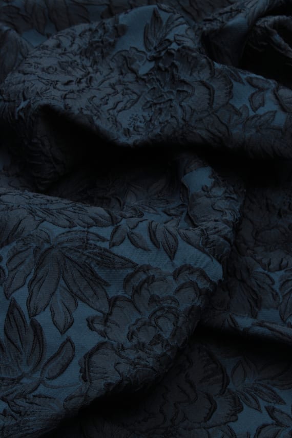 JACQUARD FLOWER tummansininen
