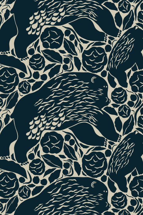 KARHUEMO -akryylipinnoitettu puuvillapellavakangas tummansininen