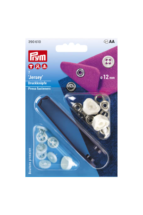 PRYM LOVE JERSEY NEPPARI SEW-ON 12MM LL valkoinen