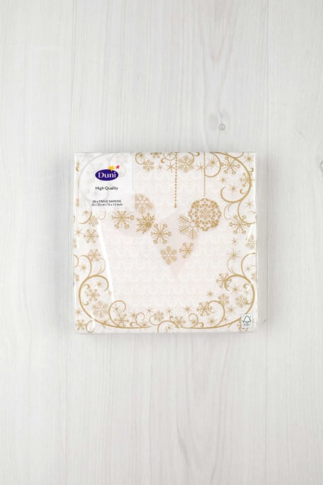 DUNI ORNATE X-MAS VANILJA 33x33cm SERVIETTI luonnonvalkoinen
