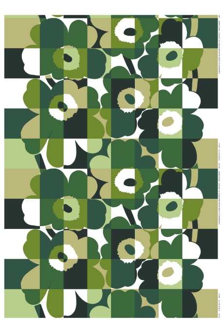 RUUTU-UNIKKO -puuvillakangas vihreä